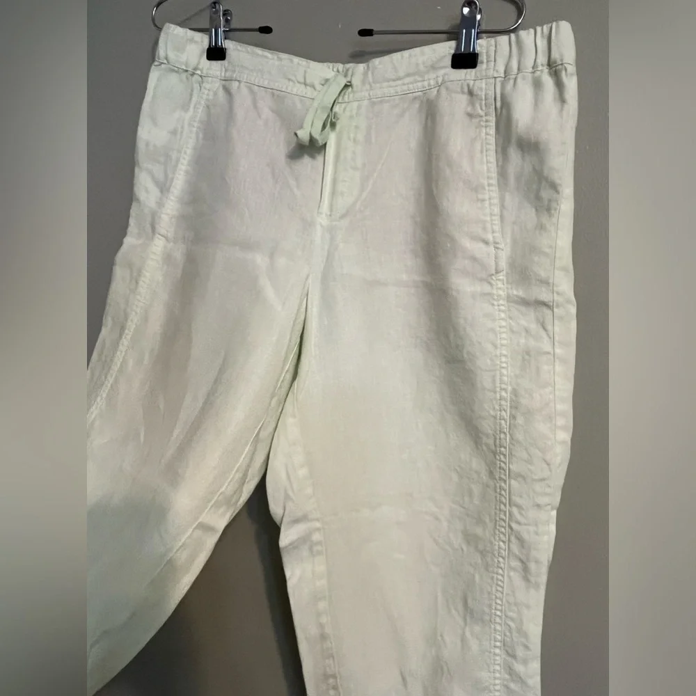 J Jill Love Linen Womens 100% Linen Pull On Ankle Pants Light Green Sz M